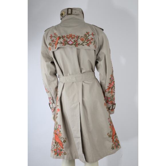 Calypso St Barth Floral Embroidered Trench Coat Boho Luxury Women’s Size M - Picture 15 of 16